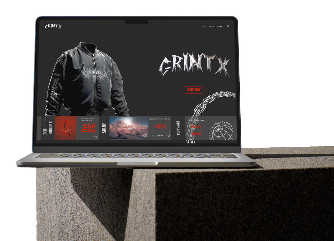 Macbook qui présente le site GRINTX de Vincent